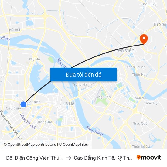 Đối Diện Công Viên Thủ Lệ - Đường Bưởi Dưới to Cao Đẳng Kinh Tế, Kỹ Thuật Và Thủy Sản (Khu 2) map