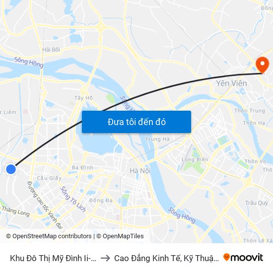 Khu Đô Thị Mỹ Đình Ii- Nguyễn Cơ Thạch to Cao Đẳng Kinh Tế, Kỹ Thuật Và Thủy Sản (Khu 2) map