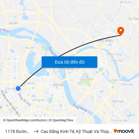 1178 Đường Láng to Cao Đẳng Kinh Tế, Kỹ Thuật Và Thủy Sản (Khu 2) map