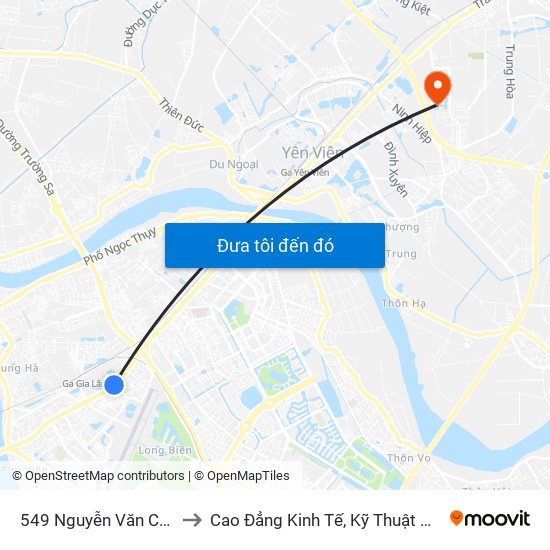 549 Nguyễn Văn Cừ (Cột Trước) to Cao Đẳng Kinh Tế, Kỹ Thuật Và Thủy Sản (Khu 2) map