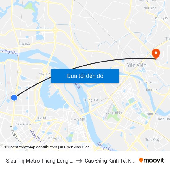 Siêu Thị Metro Thăng Long - Đối Diện Ngõ 599 Phạm Văn Đồng to Cao Đẳng Kinh Tế, Kỹ Thuật Và Thủy Sản (Khu 2) map