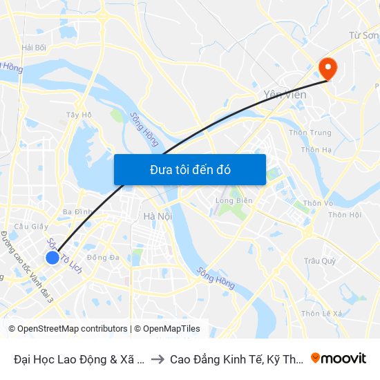 Đại Học Lao Động & Xã Hội - 43 Trần Duy Hưng to Cao Đẳng Kinh Tế, Kỹ Thuật Và Thủy Sản (Khu 2) map