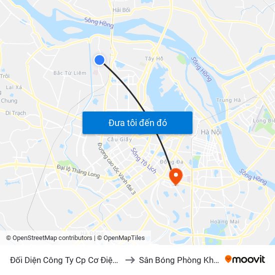 Đối Diện Công Ty Cp Cơ Điện Hn- Đường Đức Thắng to Sân Bóng Phòng Không - Không Quân map