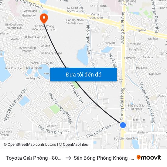 Toyota Giải Phóng - 807 Giải Phóng to Sân Bóng Phòng Không - Không Quân map