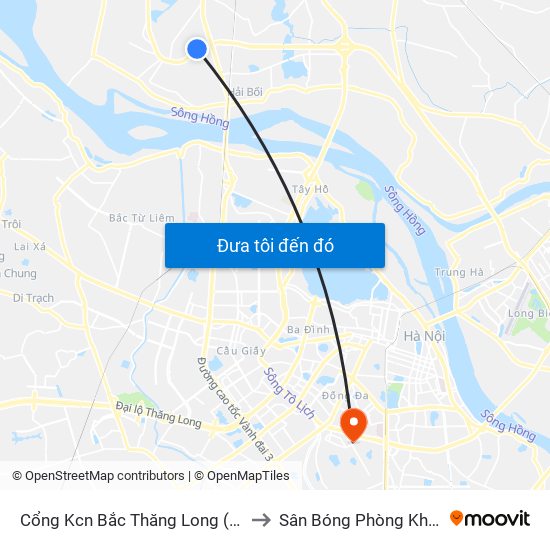 Cổng Kcn Bắc Thăng Long (Gần Cầu Vượt Bộ Hành) to Sân Bóng Phòng Không - Không Quân map