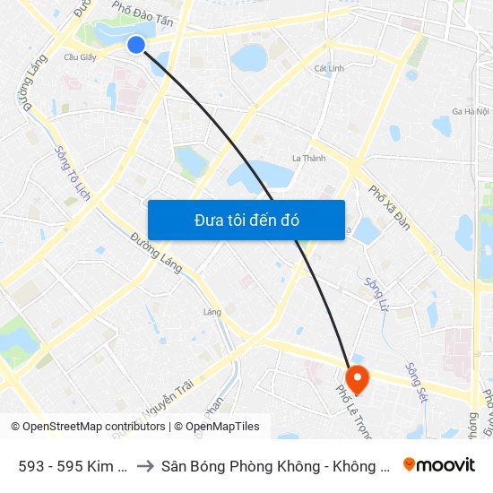 593 - 595 Kim Mã to Sân Bóng Phòng Không - Không Quân map