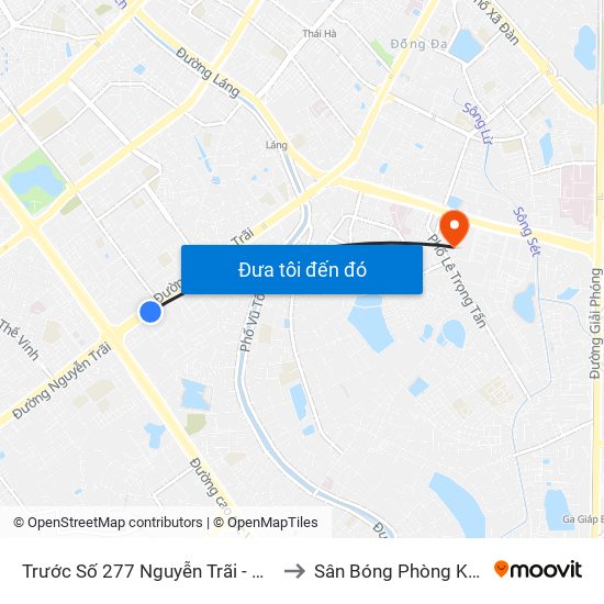 Trước Số 277 Nguyễn Trãi - Bách Hóa Giày Thượng Đình to Sân Bóng Phòng Không - Không Quân map