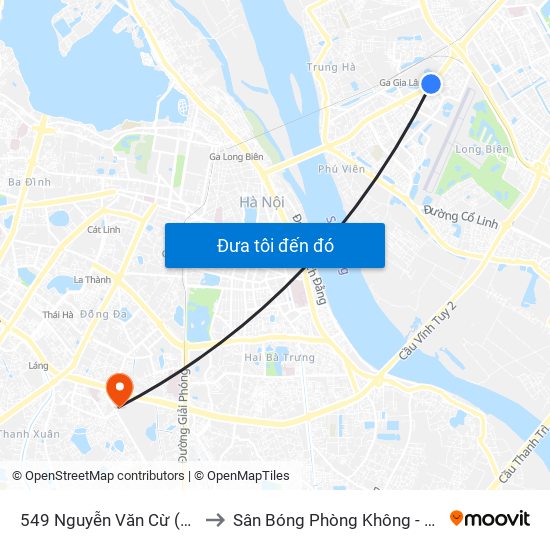 549 Nguyễn Văn Cừ (Cột Trước) to Sân Bóng Phòng Không - Không Quân map