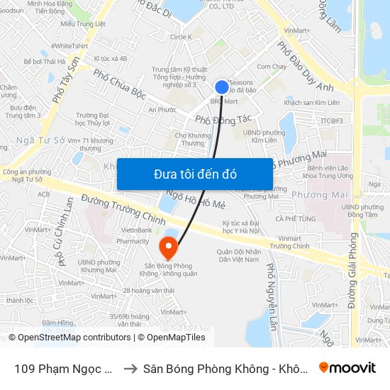 109 Phạm Ngọc Thạch to Sân Bóng Phòng Không - Không Quân map