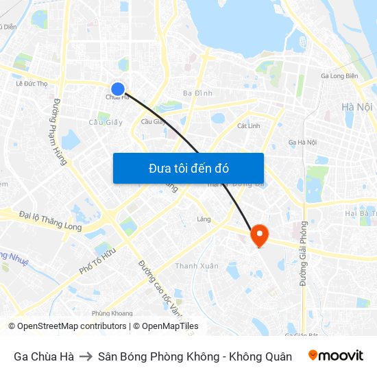 Ga Chùa Hà to Sân Bóng Phòng Không - Không Quân map