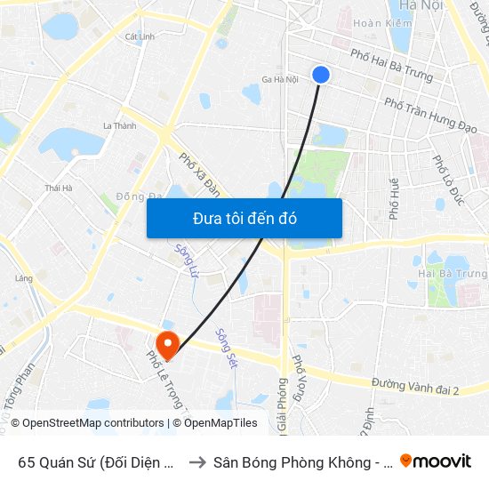 65 Quán Sứ (Đối Diện 80 Quán Sứ) to Sân Bóng Phòng Không - Không Quân map