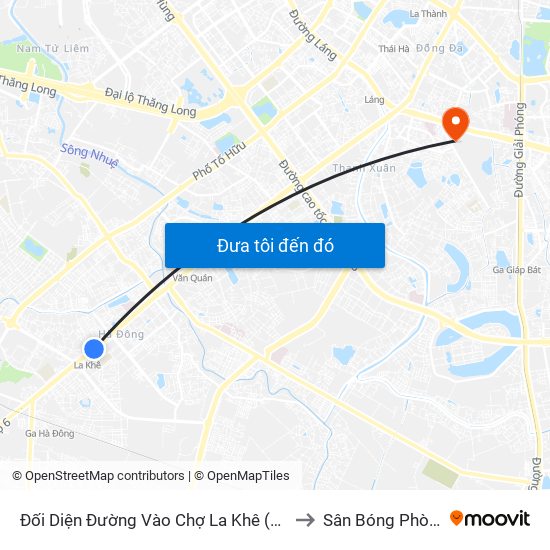 Đối Diện Đường Vào Chợ La Khê (Qua Ga Metro La Khê) - 405 Quang Trung (Hà Đông) to Sân Bóng Phòng Không - Không Quân map