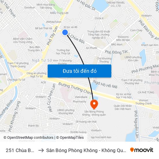 251 Chùa Bộc to Sân Bóng Phòng Không - Không Quân map