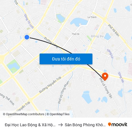 Đại Học Lao Động & Xã Hội - 43 Trần Duy Hưng to Sân Bóng Phòng Không - Không Quân map