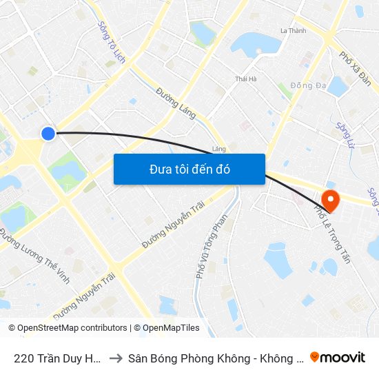 220 Trần Duy Hưng to Sân Bóng Phòng Không - Không Quân map