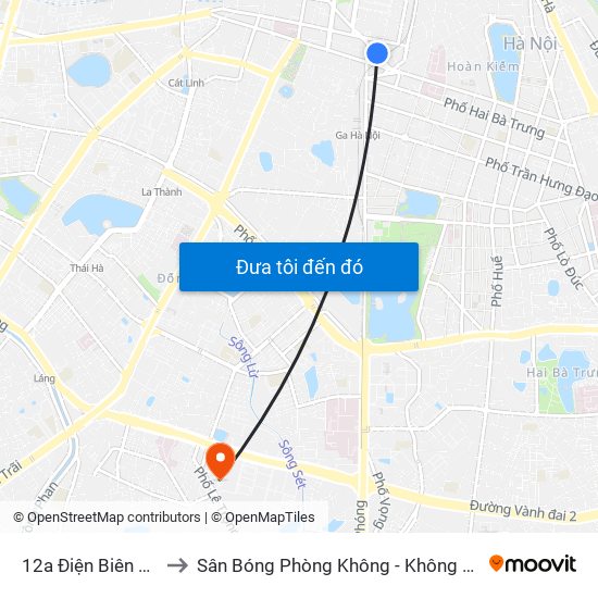 12a Điện Biên Phủ to Sân Bóng Phòng Không - Không Quân map