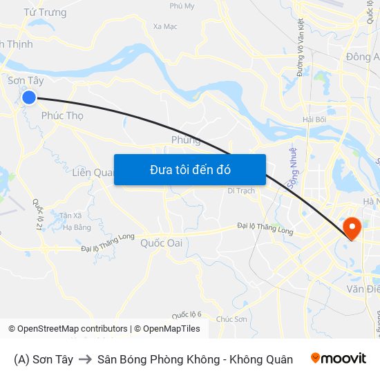 (A) Sơn Tây to Sân Bóng Phòng Không - Không Quân map
