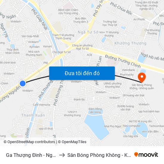 Ga Thượng Đình - Nguyễn Trãi to Sân Bóng Phòng Không - Không Quân map
