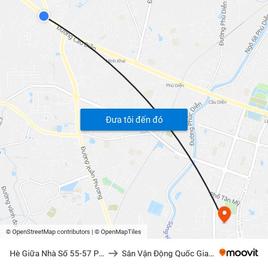 Hè Giữa Nhà Số 55-57 Phố Nhổn to Sân Vận Động Quốc Gia Mỹ Đình map