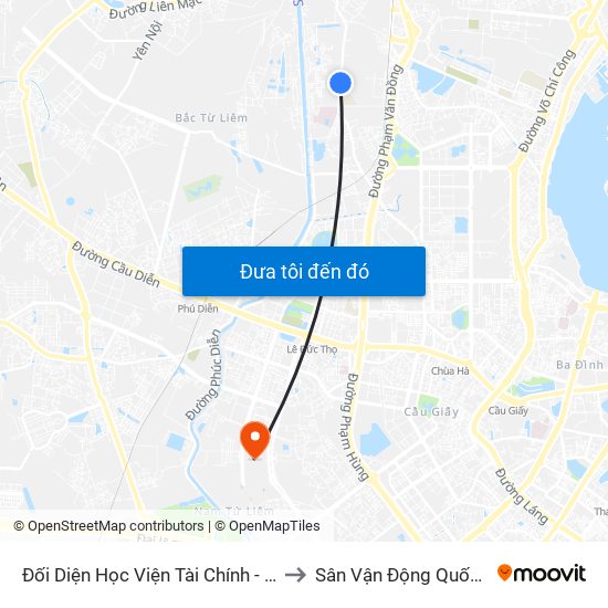 Đối Diện Học Viện Tài Chính - Đường Đức Thắng to Sân Vận Động Quốc Gia Mỹ Đình map