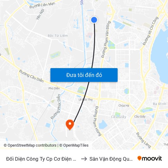 Đối Diện Công Ty Cp Cơ Điện Hn- Đường Đức Thắng to Sân Vận Động Quốc Gia Mỹ Đình map