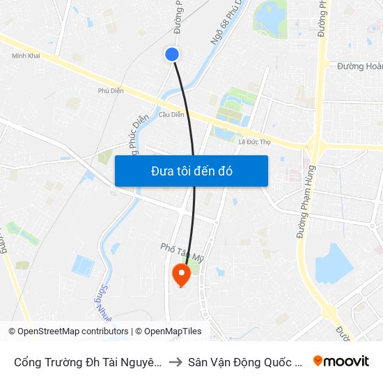 Cổng Trường Đh Tài Nguyên Môi Trường to Sân Vận Động Quốc Gia Mỹ Đình map