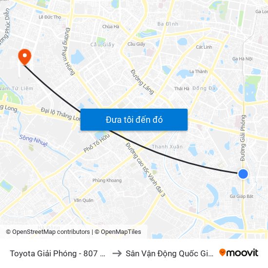 Toyota Giải Phóng - 807 Giải Phóng to Sân Vận Động Quốc Gia Mỹ Đình map