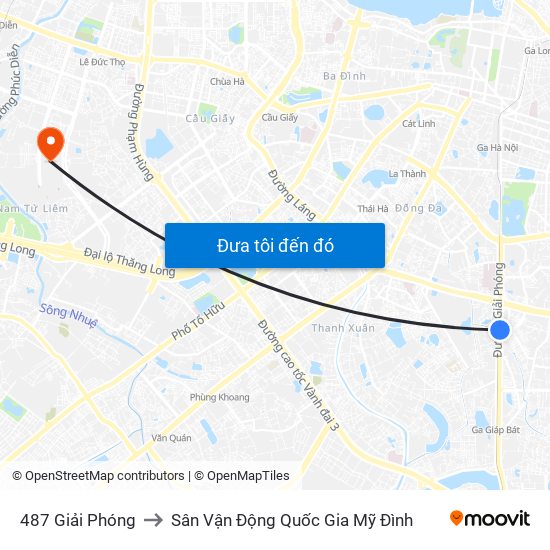 487 Giải Phóng to Sân Vận Động Quốc Gia Mỹ Đình map