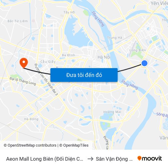 Aeon Mall Long Biên (Đối Diện Cột Điện T4a/2a-B Đường Cổ Linh) to Sân Vận Động Quốc Gia Mỹ Đình map