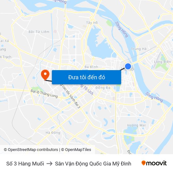 Số 3 Hàng Muối to Sân Vận Động Quốc Gia Mỹ Đình map