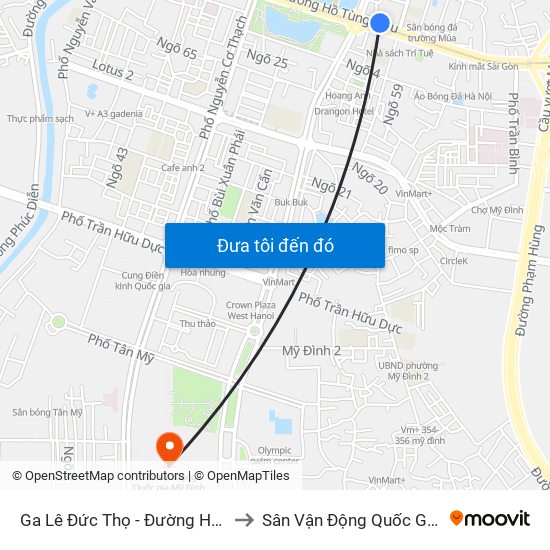Ga Lê Đức Thọ - Đường Hồ Tùng Mậu to Sân Vận Động Quốc Gia Mỹ Đình map