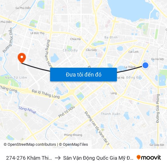 274-276 Khâm Thiên to Sân Vận Động Quốc Gia Mỹ Đình map