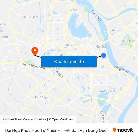 Đại Học Khoa Học Tự Nhiên - 19 Lê Thánh Tông to Sân Vận Động Quốc Gia Mỹ Đình map