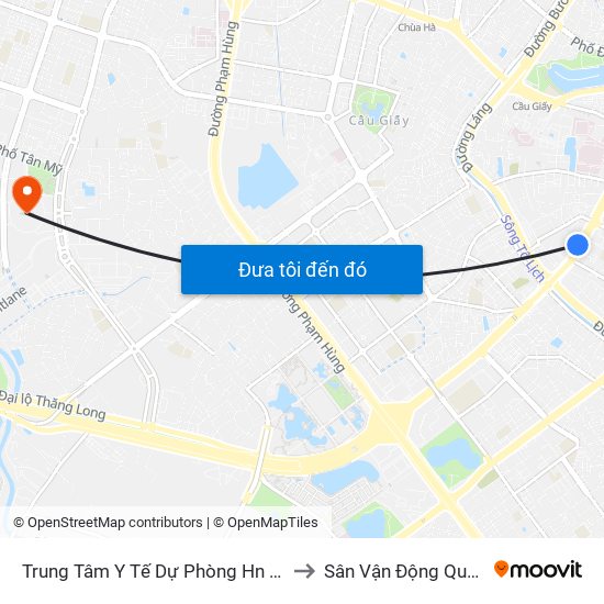 Trung Tâm Y Tế Dự Phòng Hn - 70 Nguyễn Chí Thanh to Sân Vận Động Quốc Gia Mỹ Đình map