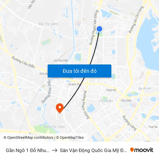 Gần Ngõ 1 Đỗ Nhuận to Sân Vận Động Quốc Gia Mỹ Đình map