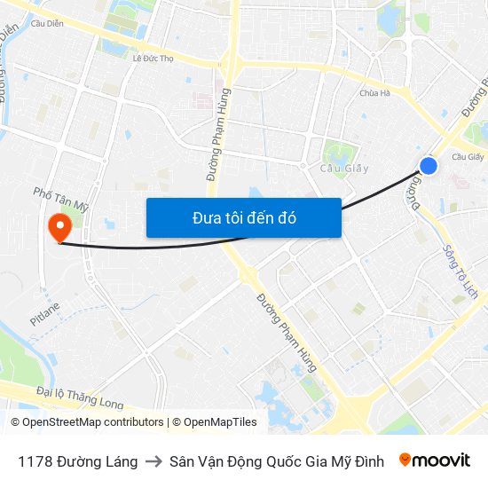 1178 Đường Láng to Sân Vận Động Quốc Gia Mỹ Đình map