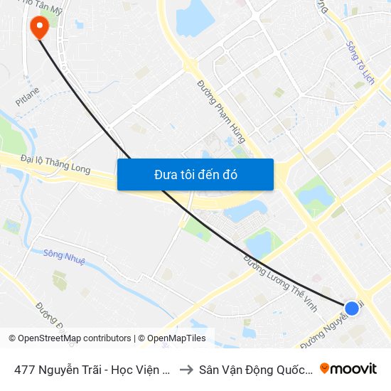 477 Nguyễn Trãi - Học Viện Khoa Học Xã Hội to Sân Vận Động Quốc Gia Mỹ Đình map