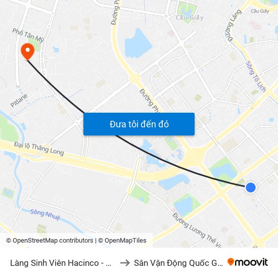 Làng Sinh Viên Hacinco - Nguyễn Tuân to Sân Vận Động Quốc Gia Mỹ Đình map