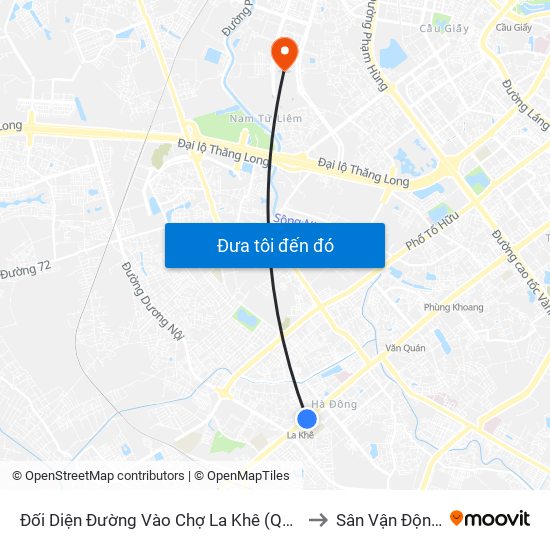 Đối Diện Đường Vào Chợ La Khê (Qua Ga Metro La Khê) - 405 Quang Trung (Hà Đông) to Sân Vận Động Quốc Gia Mỹ Đình map