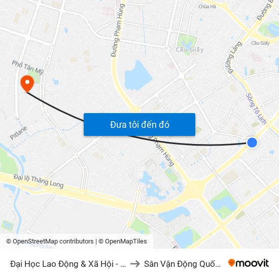 Đại Học Lao Động & Xã Hội - 43 Trần Duy Hưng to Sân Vận Động Quốc Gia Mỹ Đình map