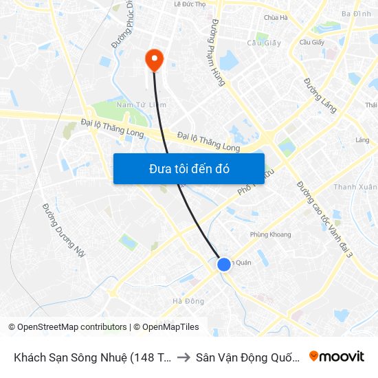 Khách Sạn Sông Nhuệ (148 Trần Phú- Hà Đông) to Sân Vận Động Quốc Gia Mỹ Đình map