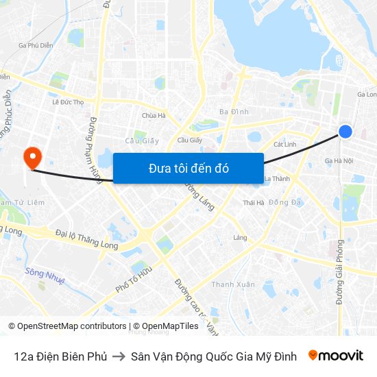 12a Điện Biên Phủ to Sân Vận Động Quốc Gia Mỹ Đình map