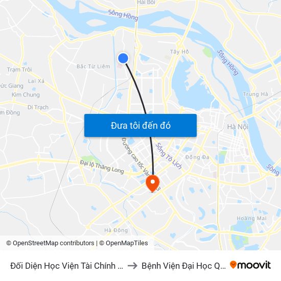 Đối Diện Học Viện Tài Chính - Đường Đức Thắng to Bệnh Viện Đại Học Quốc Gia Hà Nội map