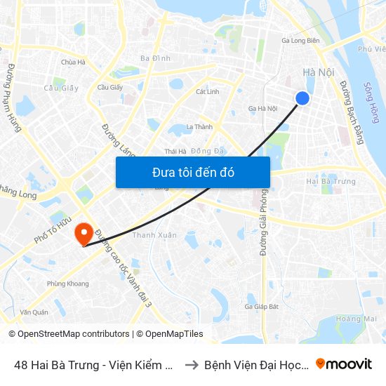 48 Hai Bà Trưng - Viện Kiểm Nghiệm Thuốc Trung Ương to Bệnh Viện Đại Học Quốc Gia Hà Nội map