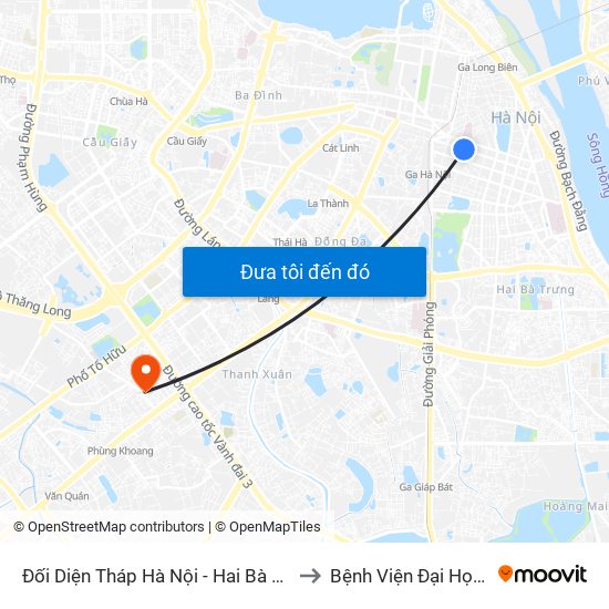 Đối Diện Tháp Hà Nội - Hai Bà Trưng (Cạnh 56 Hai Bà Trưng) to Bệnh Viện Đại Học Quốc Gia Hà Nội map