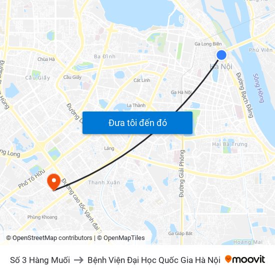 Số 3 Hàng Muối to Bệnh Viện Đại Học Quốc Gia Hà Nội map