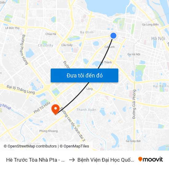 Hè Trước Tòa Nhà Pta - Số 1 Kim Mã to Bệnh Viện Đại Học Quốc Gia Hà Nội map