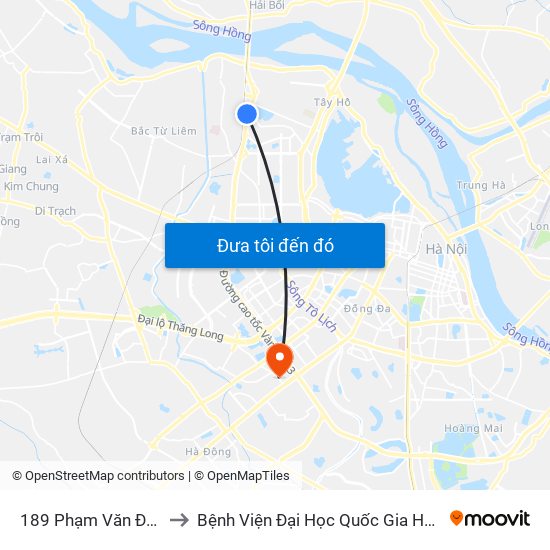 189 Phạm Văn Đồng to Bệnh Viện Đại Học Quốc Gia Hà Nội map