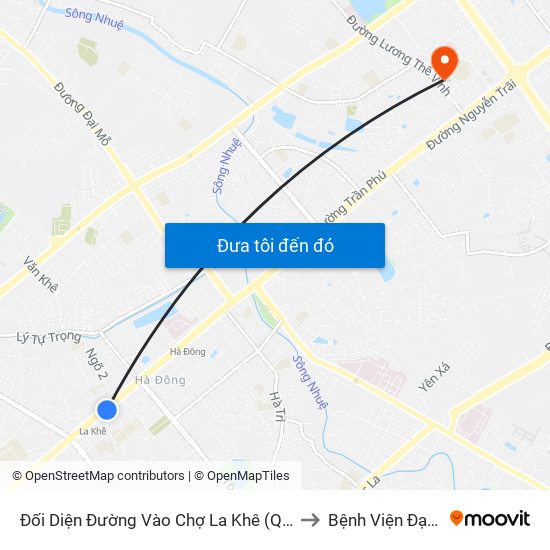 Đối Diện Đường Vào Chợ La Khê (Qua Ga Metro La Khê) - 405 Quang Trung (Hà Đông) to Bệnh Viện Đại Học Quốc Gia Hà Nội map
