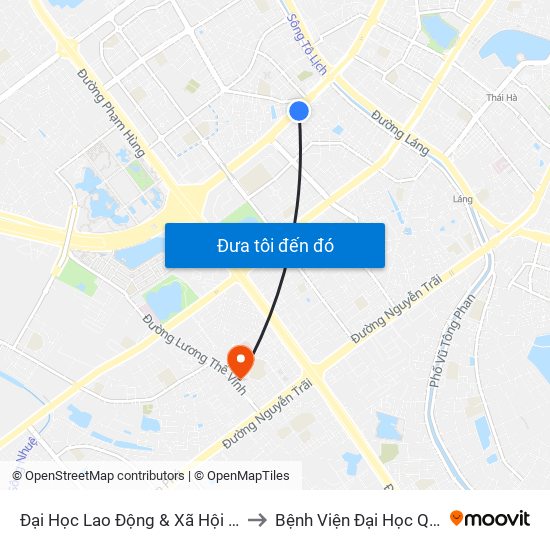 Đại Học Lao Động & Xã Hội - 43 Trần Duy Hưng to Bệnh Viện Đại Học Quốc Gia Hà Nội map